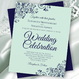 Lámina Invitación a la boda Mint Green & Navy Blue BUDGET