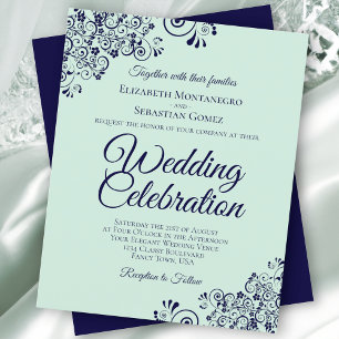Lámina Invitación a la boda Mint Green & Navy Blue BUDGET