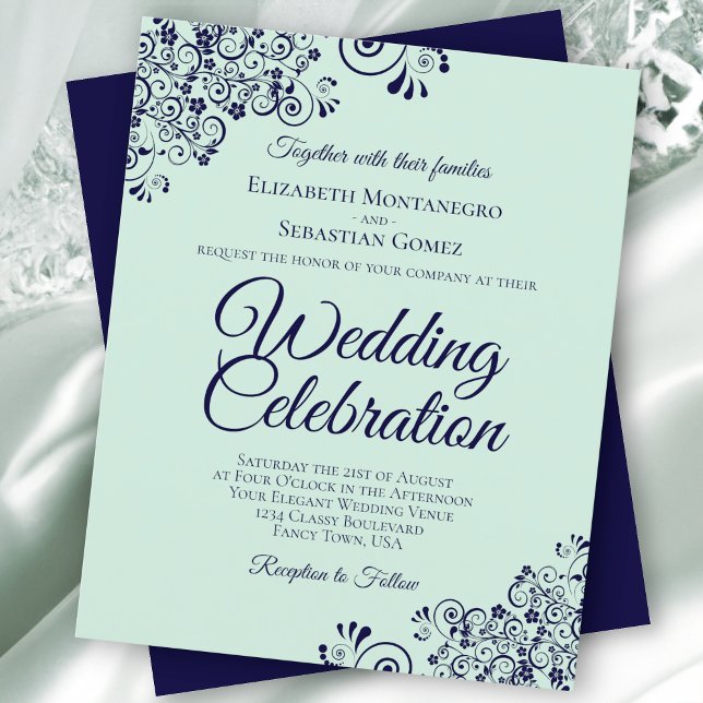 Lámina Invitación a la boda Mint Green & Navy Blue BUDGET (Subido por el creador)