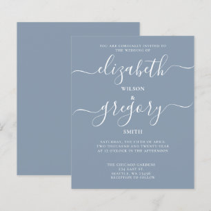 Lámina Invitación a la boda moderna azul y dura con presu