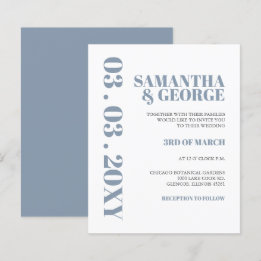 Lámina Invitación a la boda moderna azul y turbulenta