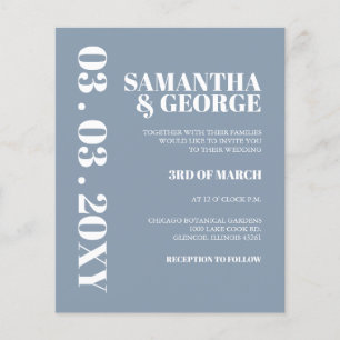 Lámina Invitación a la boda moderna azul y turbulenta