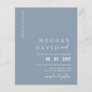 Lámina Invitación a la boda moderna azul y turbulenta