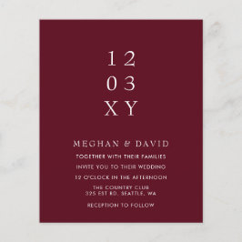 Lámina Invitación a la boda moderna de Borgoña