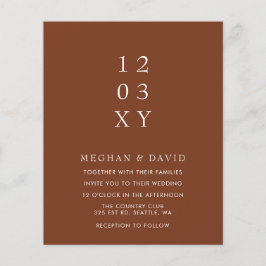 Lámina Invitación a la boda moderna de Budget Terracotta