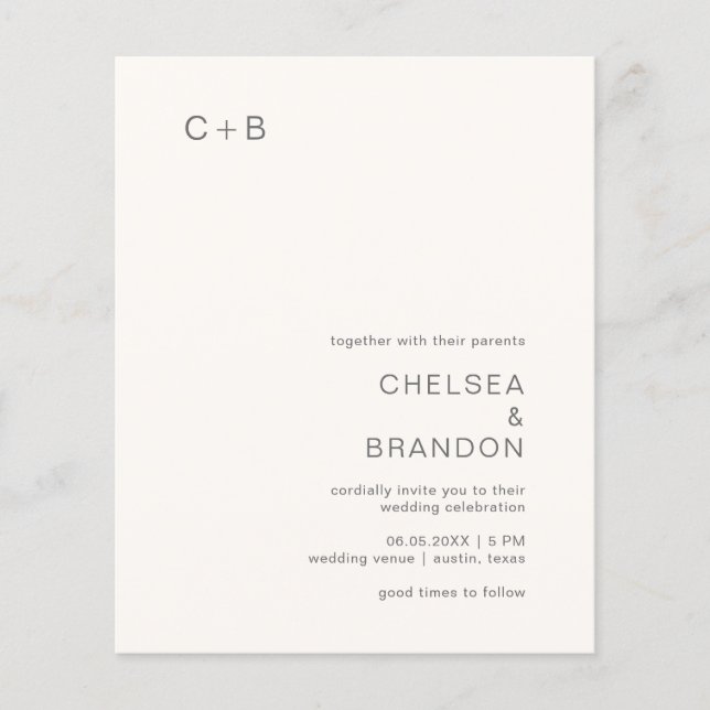 Lámina Invitación a la boda moderna de Chelsea Ivory (Anverso)