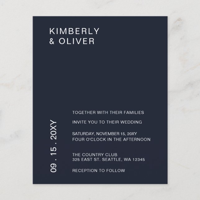 Lámina Invitación a la boda moderna de la Marina de Presu (Anverso)