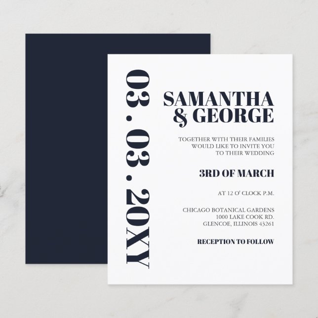 Lámina Invitación a la boda moderna de la Marina de Presu (Anverso / Reverso)