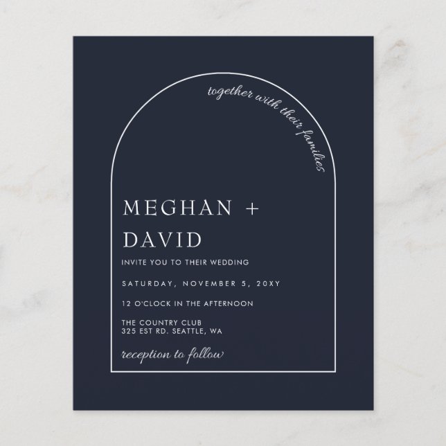 Lámina Invitación a la boda moderna de la Marina Rusa Pre (Anverso)