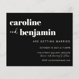 Lámina Invitación a la boda moderna de la Moda blanca neg