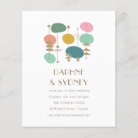 Invitación a la boda moderna de mediados del siglo