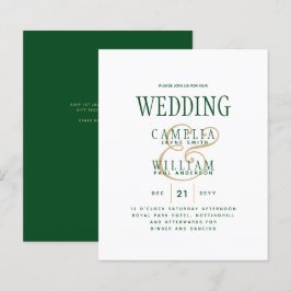Lámina Invitación a la boda moderna de oro verde esmerald