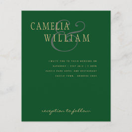 Lámina Invitación a la boda moderna de oro verde esmerald