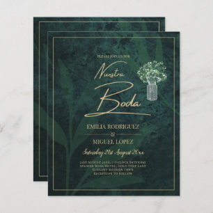Lámina Invitación a la boda moderna de oro verde esmerald