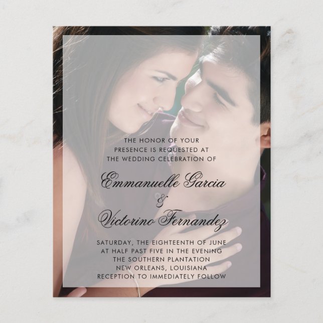 Lámina Invitación a la boda moderna de presupuesto por fo (Anverso)