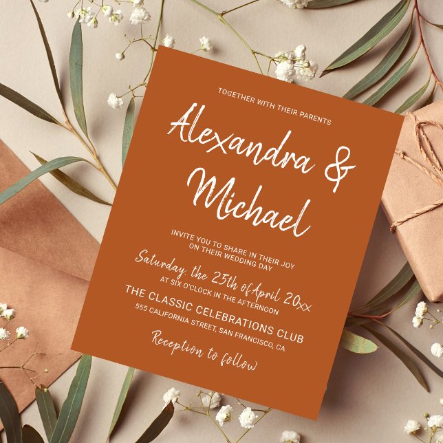 Lámina Invitación a la boda moderna de terracota (Subido por el creador)