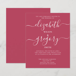 Lámina Invitación a la boda moderna magenta simple de pre