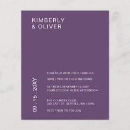 Lámina Invitación a la boda moderna púrpura presupuestada