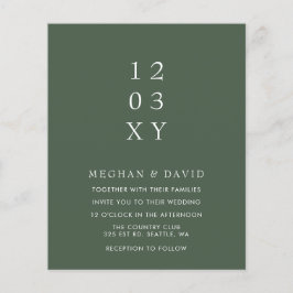 Lámina Invitación a la boda moderna verde del presupuesto