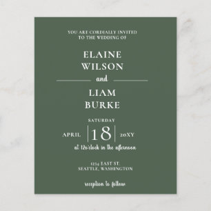 Lámina Invitación a la boda moderna verde simple con pres