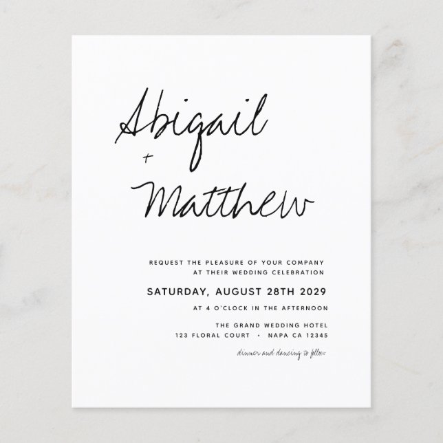 Lámina Invitación a la boda moderna y blanca del Boho de  (Anverso)