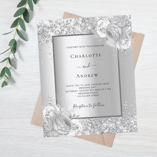 Lámina Invitación a la boda monocroma de florines platead (Subido por el creador)