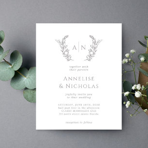 Lámina Invitación a la boda monocromática elegante con pr