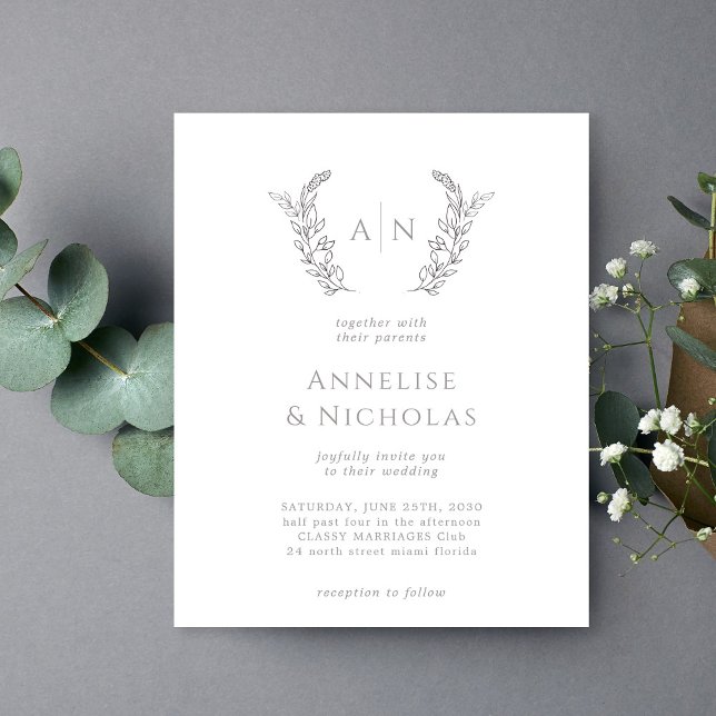 Lámina Invitación a la boda monocromática elegante con pr (Subido por el creador)