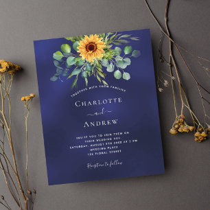 Lámina Invitación a la boda naval de girasoles azules