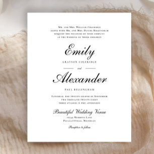 Lámina Invitación a la boda negra con guión elegante de p