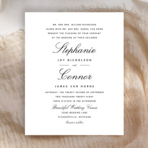 Lámina Invitación a la boda negra con guión elegante de p