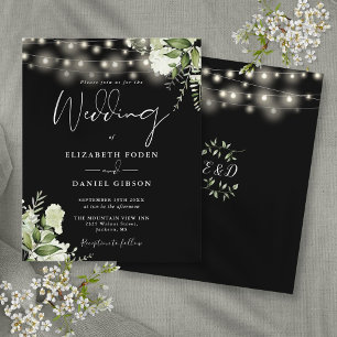 Lámina Invitación a la Boda Negra de las Luces Florales P