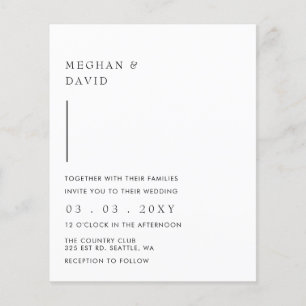 Lámina Invitación a la boda negra moderna simple con pres