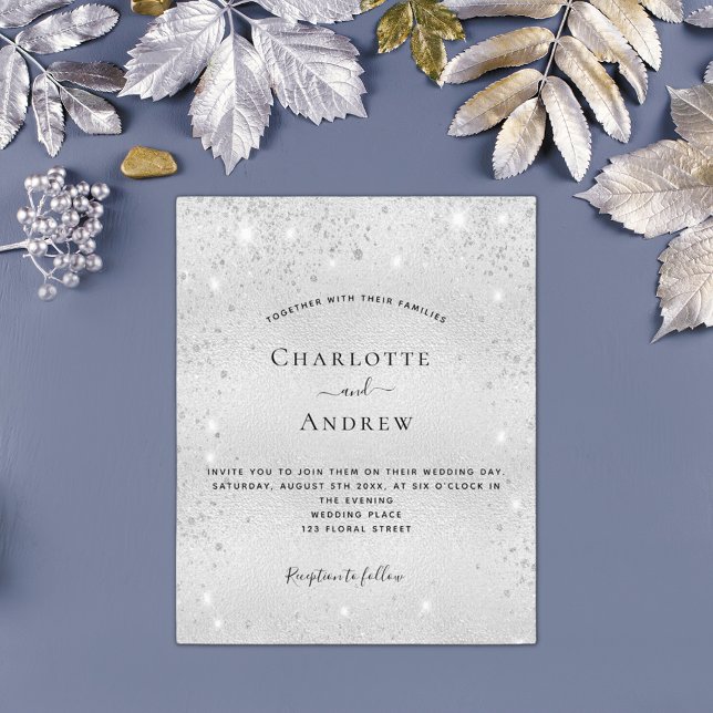 Lámina Invitación a la boda nocturna moderna de purpurina (Subido por el creador)