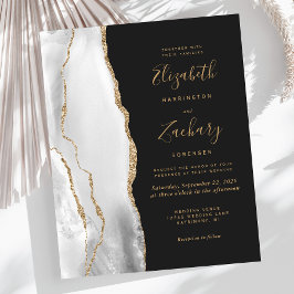 Lámina Invitación a la Boda Oscura de Oro Gris Agate Budg