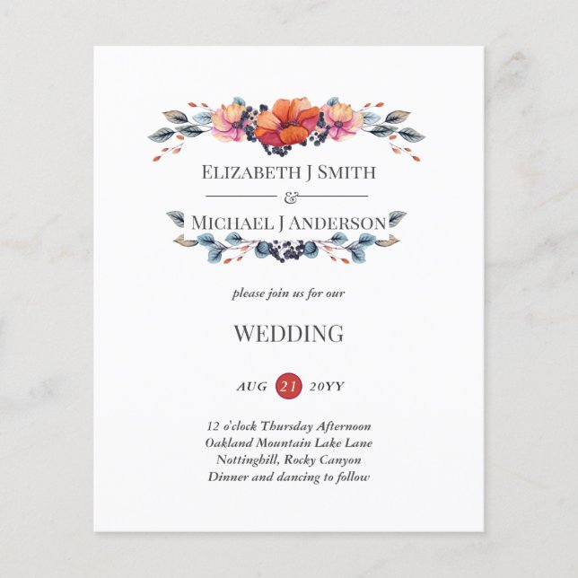 Lámina Invitación a la boda otoño de la Marina de Jengibr (Anverso)