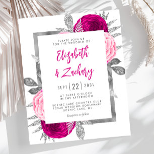 Lámina Invitación a la boda plástica caliente de plata fl