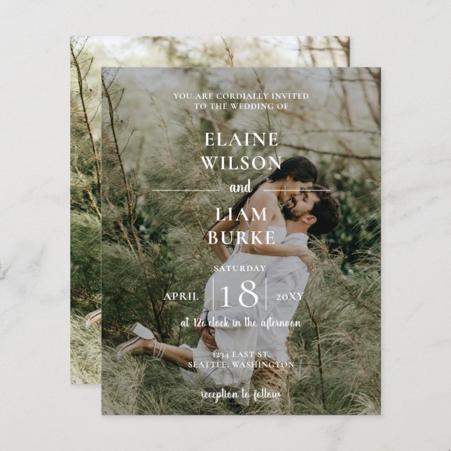 Lámina Invitación a la boda por superposición de foto ele (Anverso / Reverso)