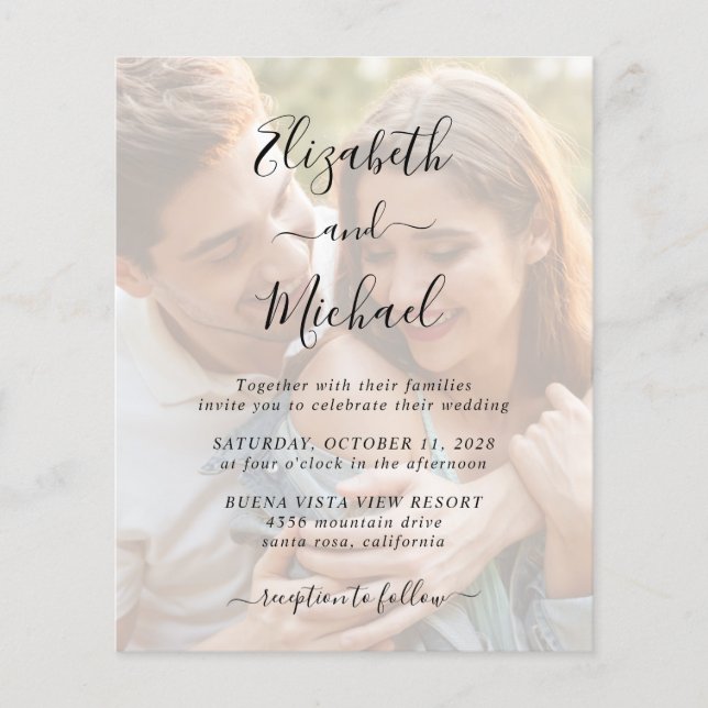 Lámina Invitación a la boda por superposición de foto ele (Anverso)