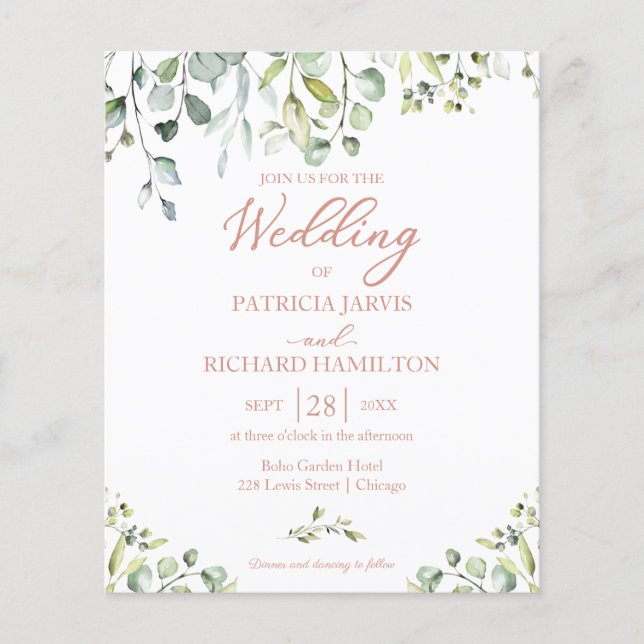 Lámina Invitación a la Boda Presupuestaria Eucalyptus Ros (Anverso)