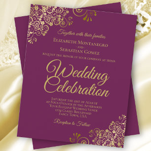 Lámina Invitación a la boda púrpura con el presupuesto de