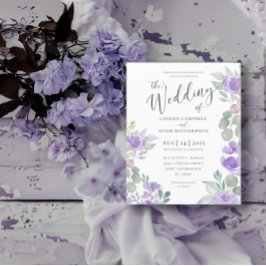 Lámina Invitación a la boda púrpura de eucalipto rústico
