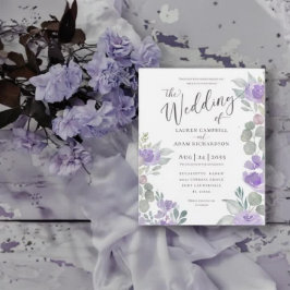 Lámina Invitación a la boda púrpura de eucalipto rústico