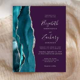 Lámina Invitación a la boda púrpura de la hierba de plata