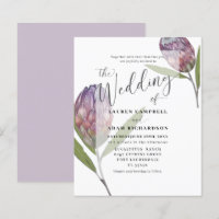 Invitación a la boda púrpura de protección botánic