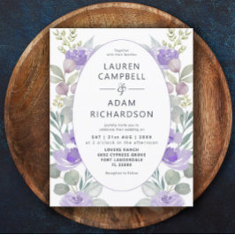 Lámina Invitación a la boda púrpura floral de eucalipto