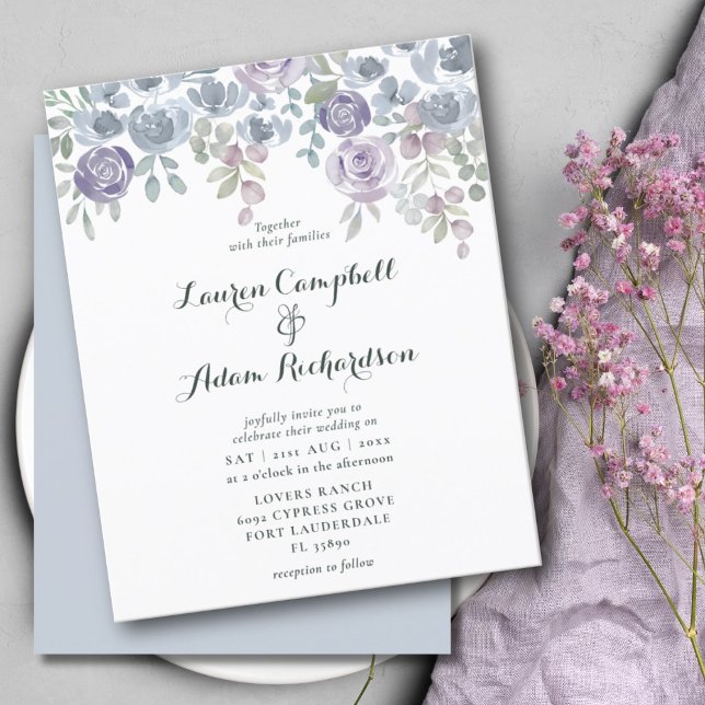 Lámina Invitación a la boda púrpura floral y eucalipto de (Subido por el creador)