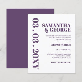 Lámina Invitación a la boda púrpura retro de presupuesto