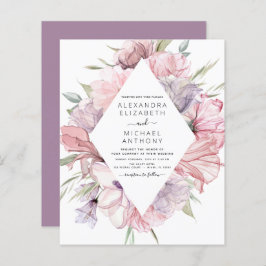Lámina Invitación a la boda púrpura rosada del Boho de pr