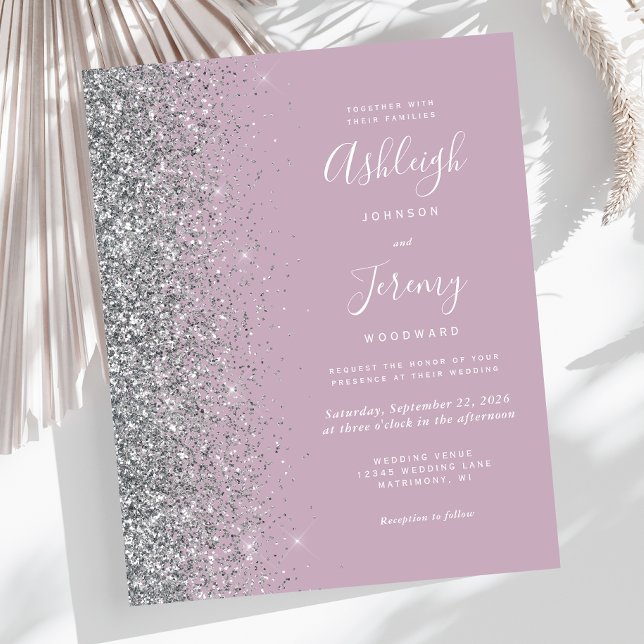 Lámina Invitación a la boda Purpurina de Plata Púrpura Po (Subido por el creador)